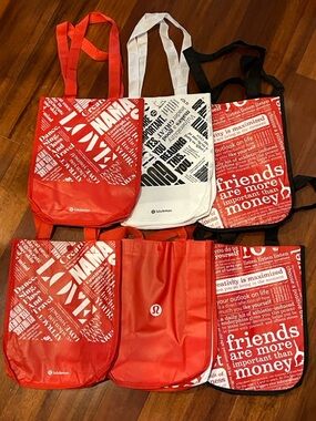 lululemon Reusable Shopping Tote Bags Set of 6